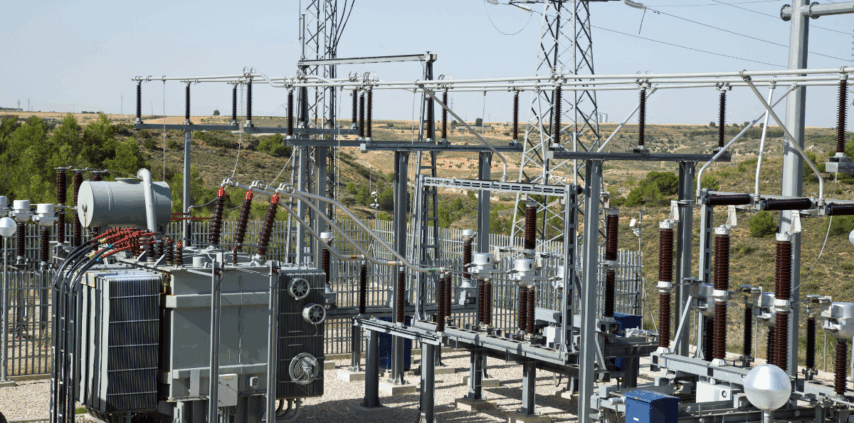 Electrical substation providing power to the grid, representing the critical infrastructure addressed in the article on aging systems and rising demand.